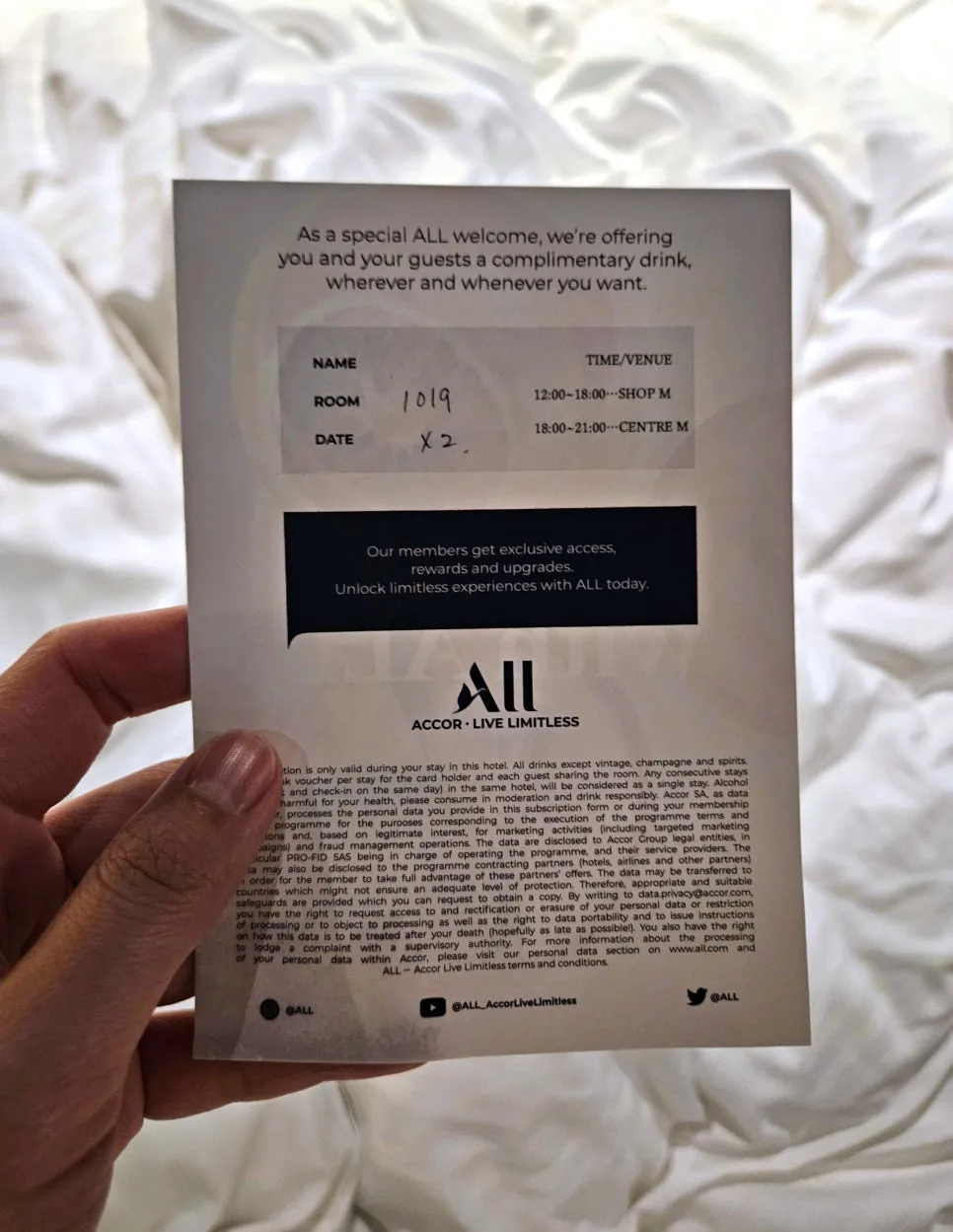 welcome drink voucher