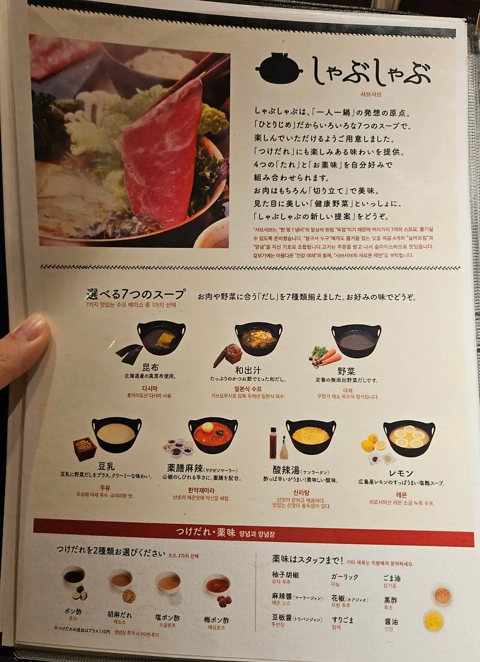 シャブシャブメニュー