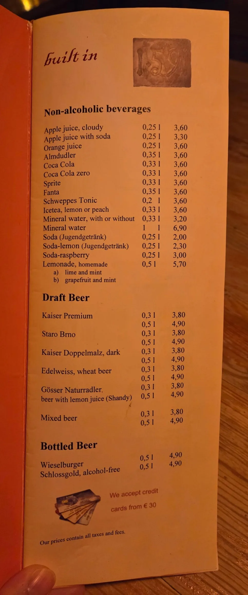 Ribs of Vienna 菜單首頁