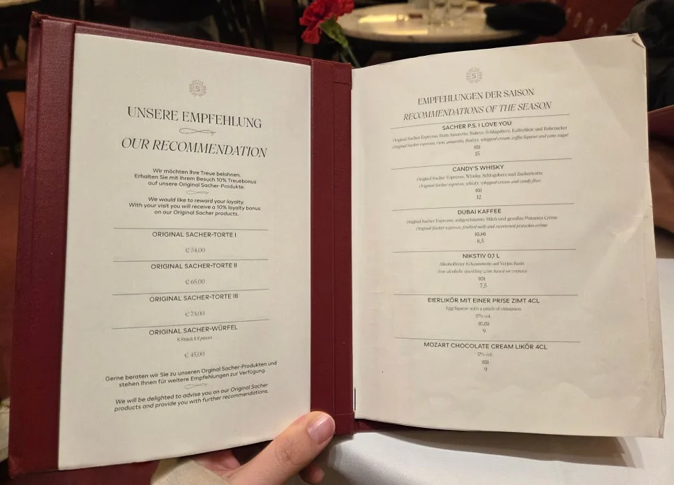 Café Sacher 菜單