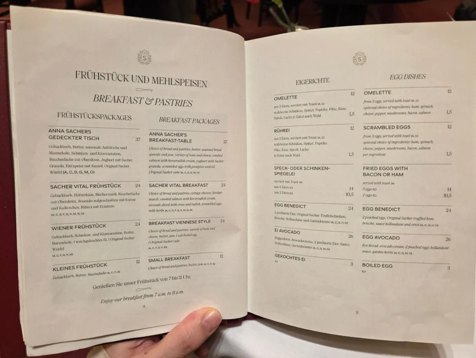 Café Sacher 甜點菜單