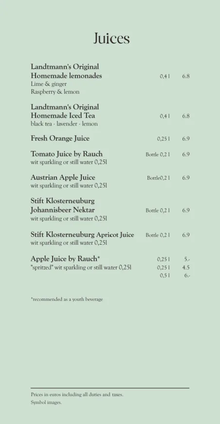 Café Mozart 熱飲菜單