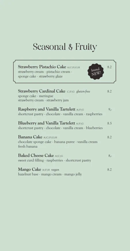 Café Mozart 咖啡菜單