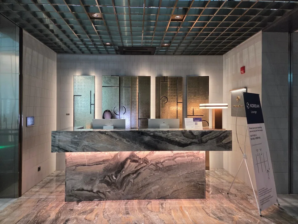 Korean Air sign behind reception