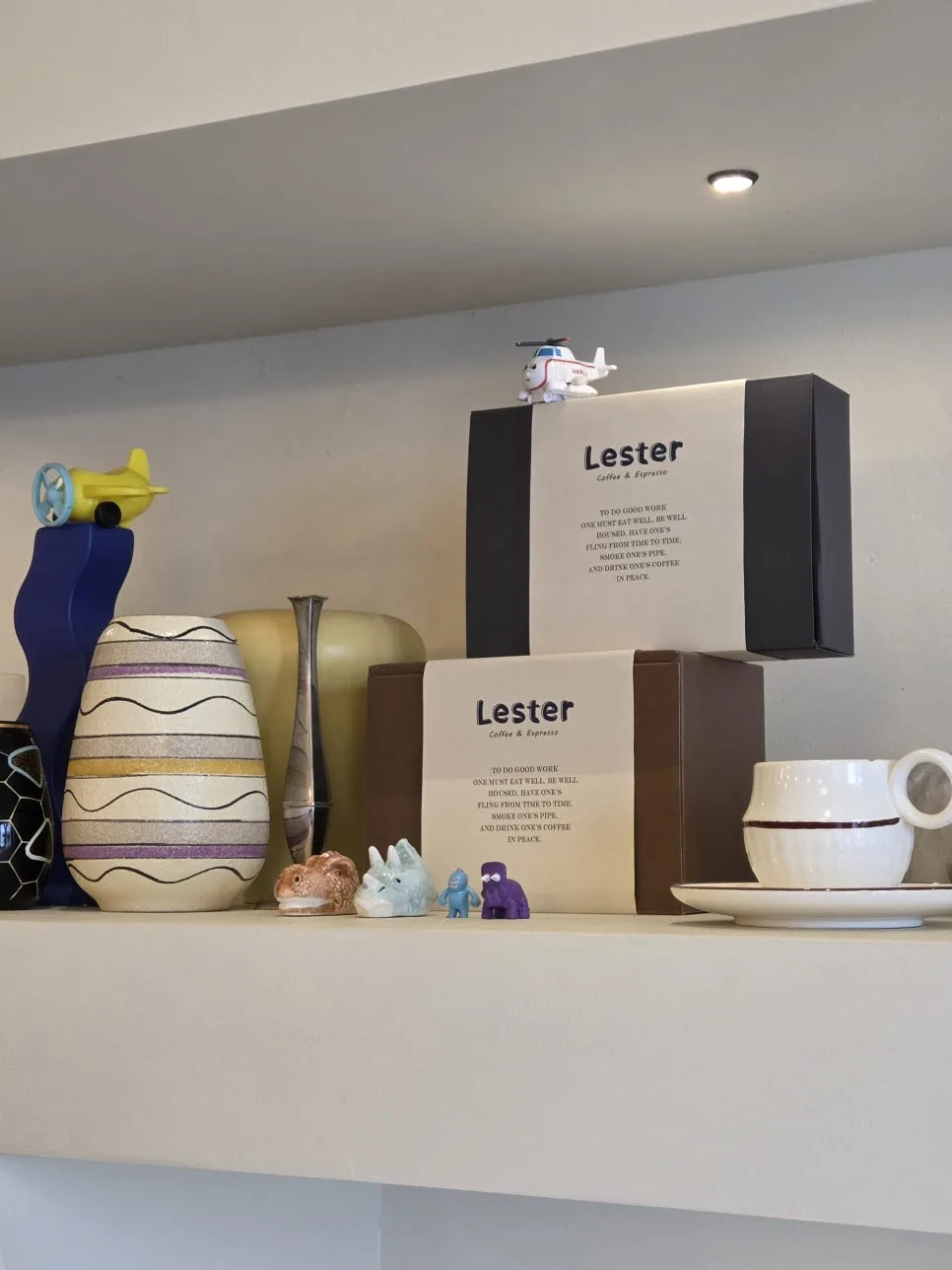 Packaged coffee beans at Lester Coffee